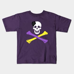 Non-Binary Pride Skull and Crossbones Kids T-Shirt